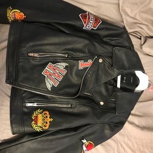 black leather jacket